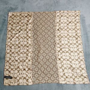 Coach Silk Scarf Handkerchief Signature C Logo Brown Tan 21 x 21 Classic Bandana